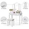 Costway Makeup Table Stool Set Tri Folding Mirror Vanity White\Black